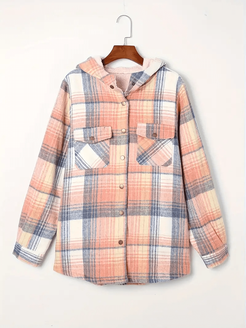 Everlee | Women's Plaid Sherpa Collar Button Down Shacket