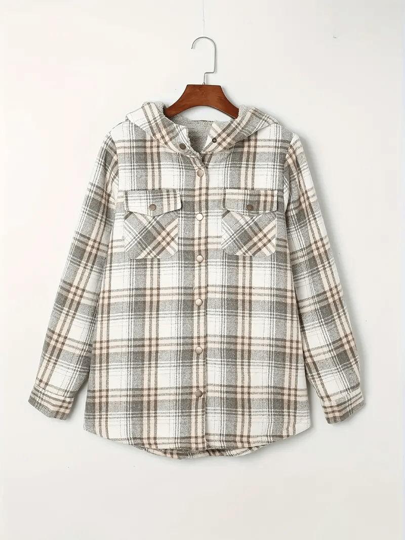 Everlee | Women's Plaid Sherpa Collar Button Down Shacket