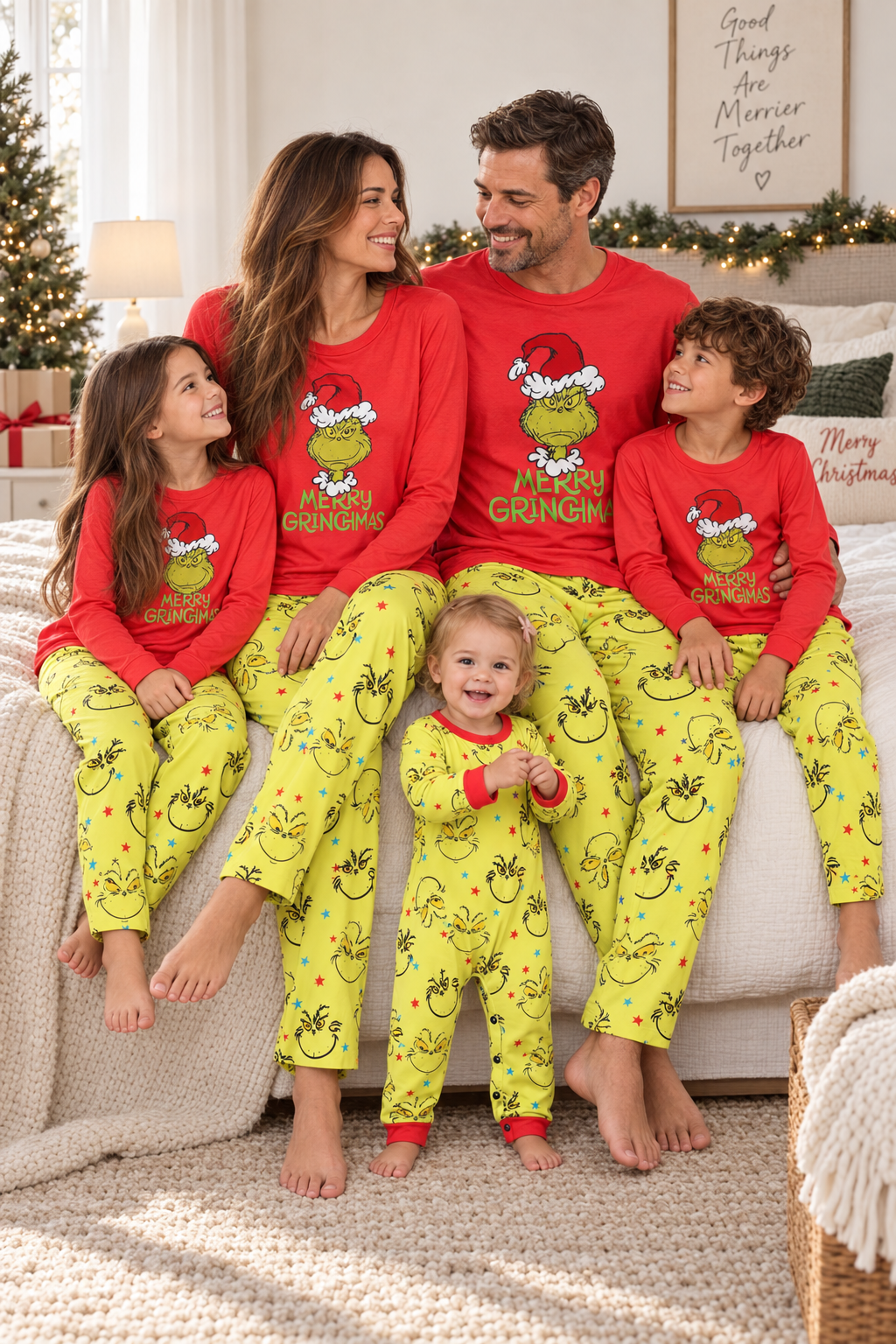 Family Christmas Pajama Set in Red for Women, Men, Kids, and Babies