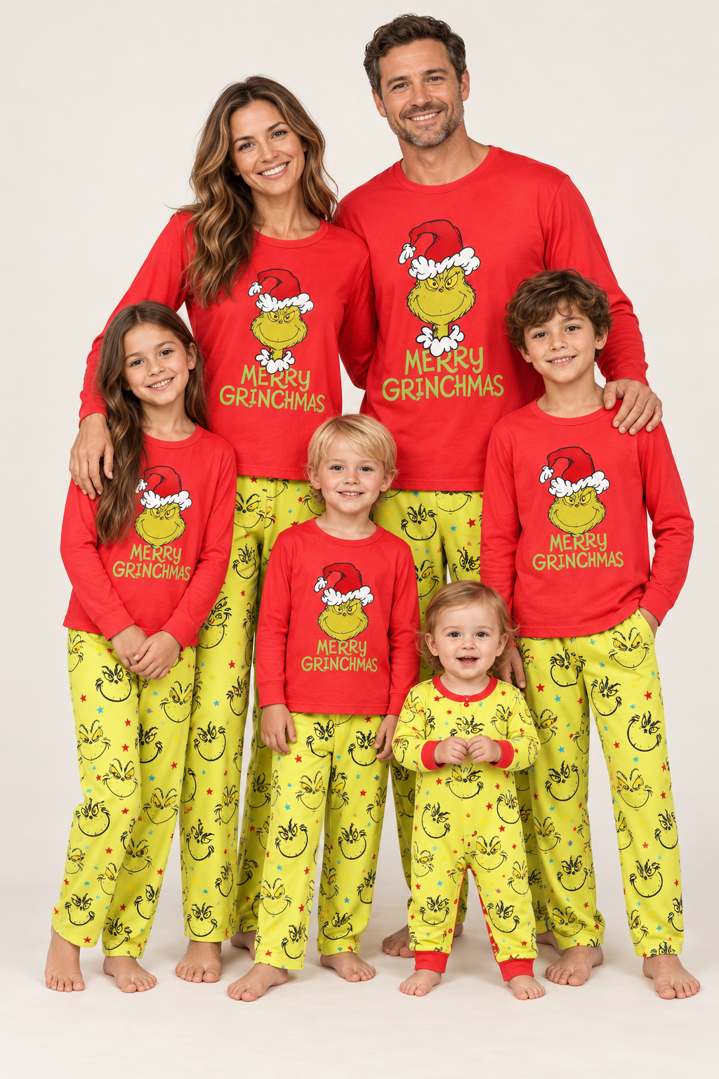 Family Christmas Pajamas, Cartoon Print Matching Sets