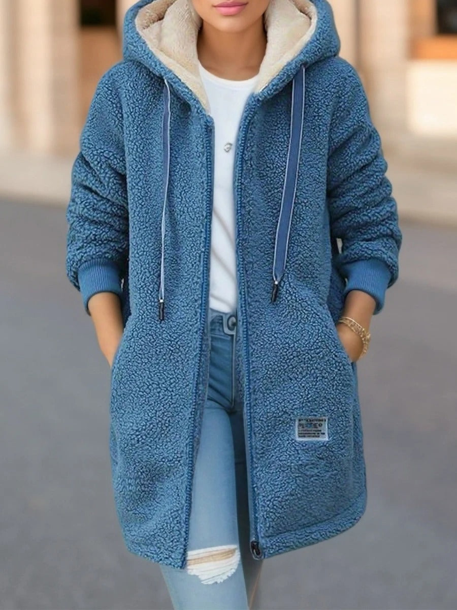 Fenella | Women's Hooded Longline Teddy Coat