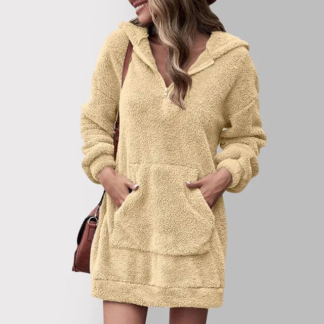 Fenwick | Women's Hooded Zip Sweater Mini Dress