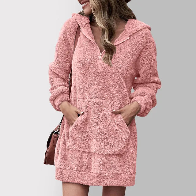 Fenwick | Women's Hooded Zip Sweater Mini Dress