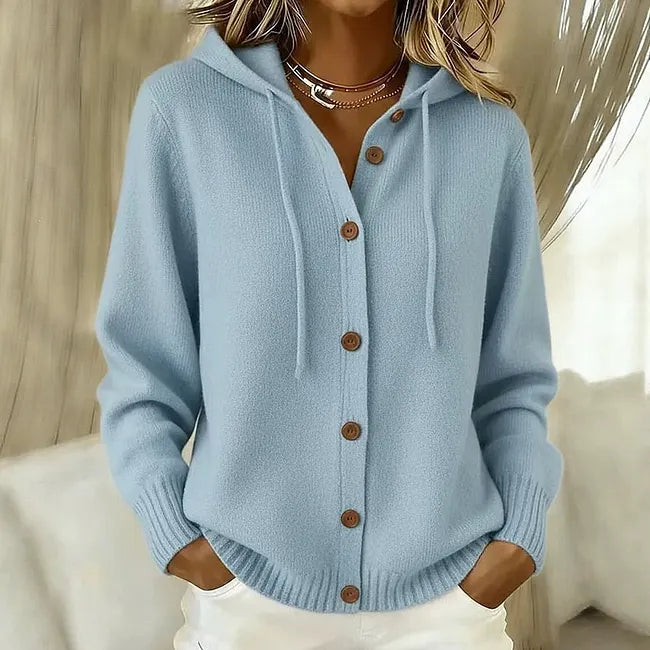 Freya | Women's Button Front Hooded Knit Cardigan Sweater
