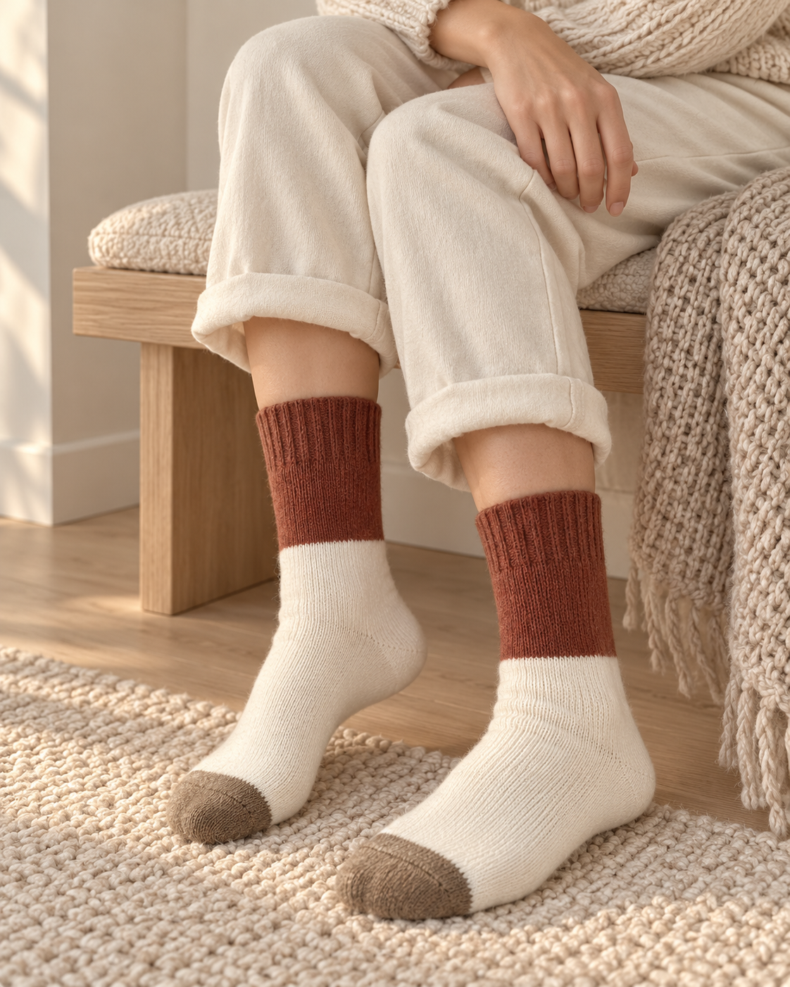 Fuzzy Socks for Women, Thick Terry Knit Winter Crew Socks