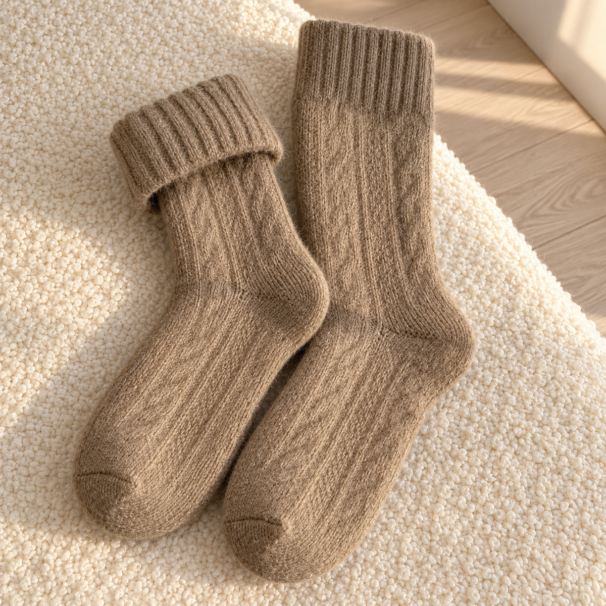 Fuzzy Socks for Women, Thick Terry Knit Winter Crew Socks