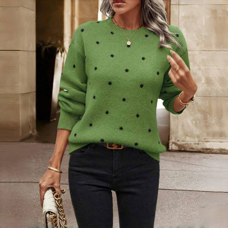 Harlow | Women's Polka Dot Crew Neck Sweater