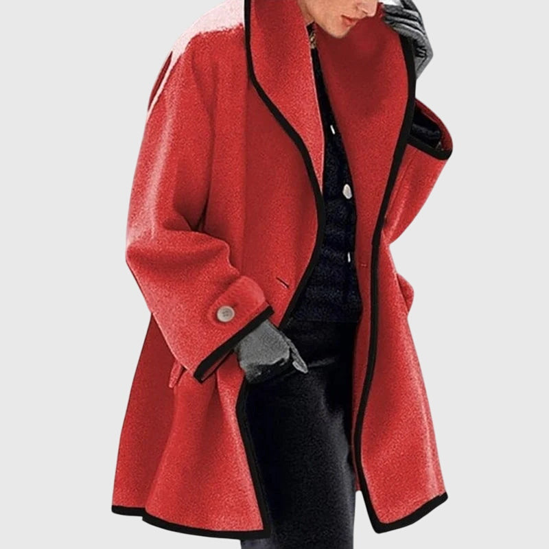 Haven | Women's Coat with Open Front and Piping