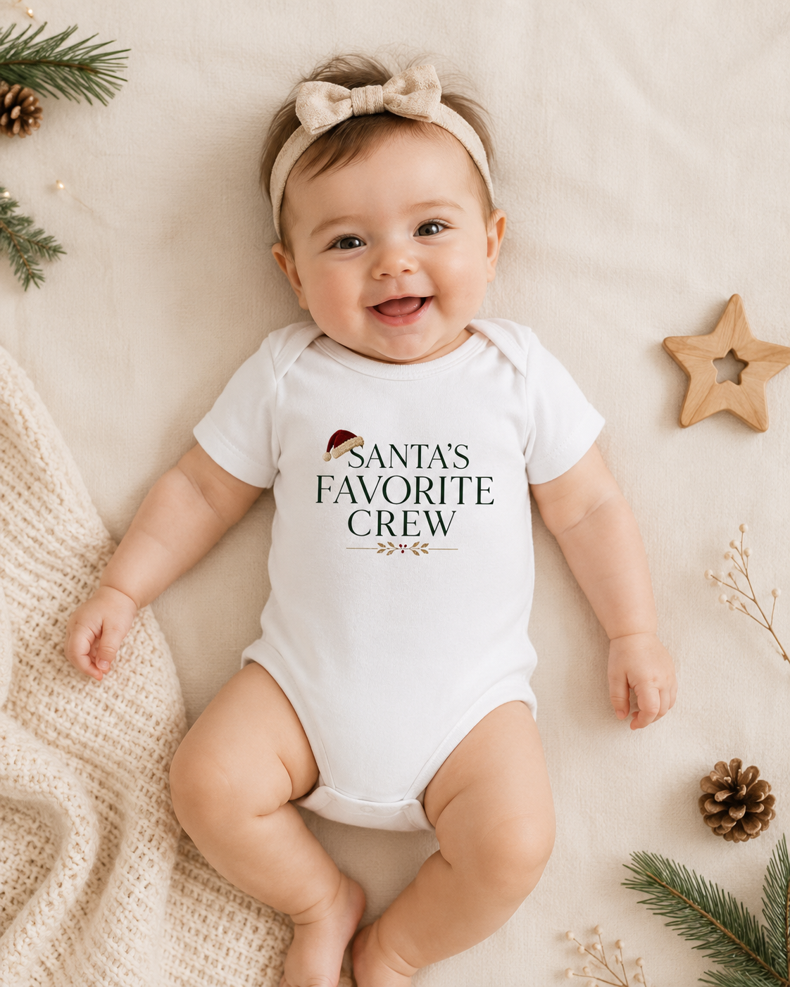 Infant Bodysuit with Santa's Favorite Crew Design