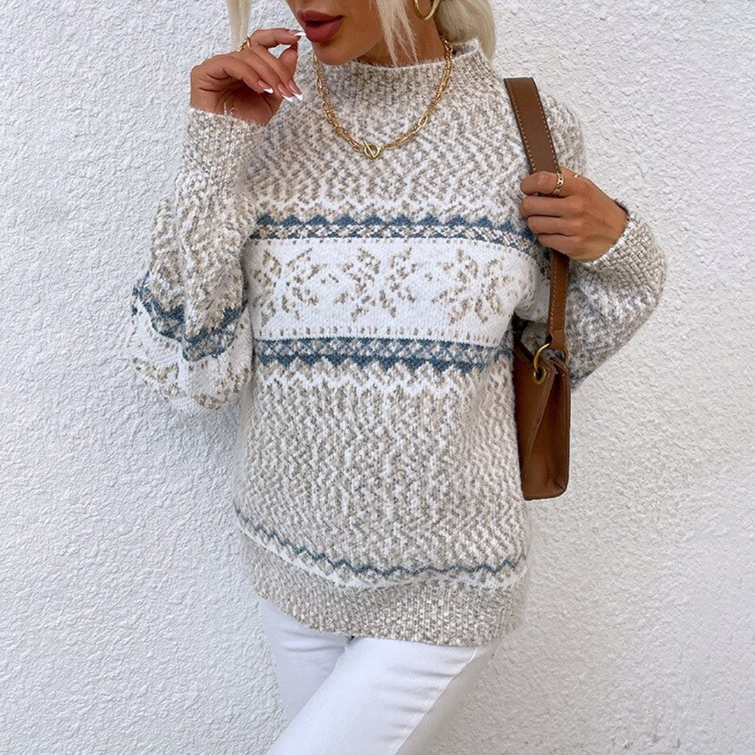 Isolde | Women's Fair Isle Mock Neck Knit Sweater