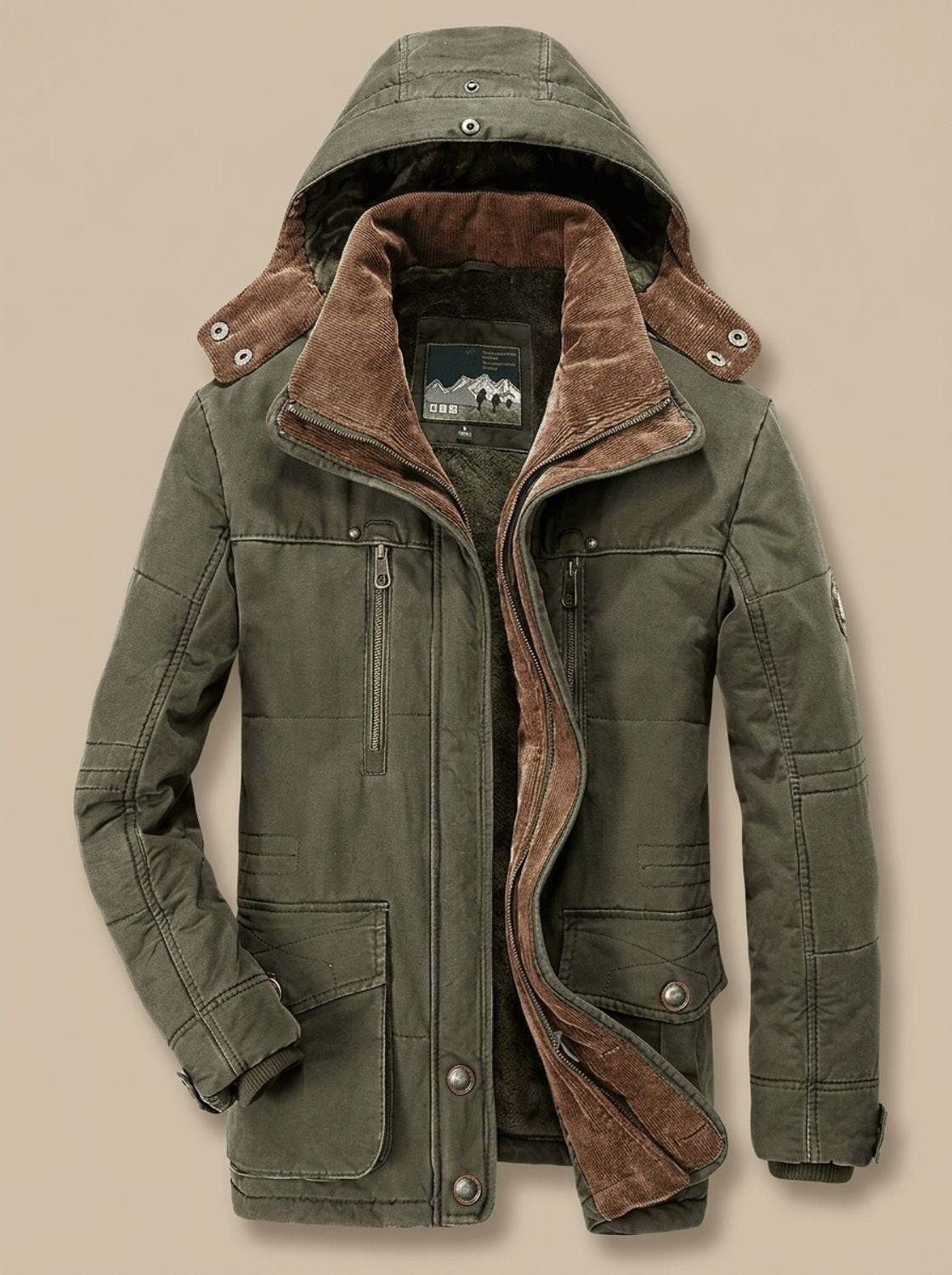 James | Men's Fleece-Lined Hooded Winter Parka Jacket Deep Pockets