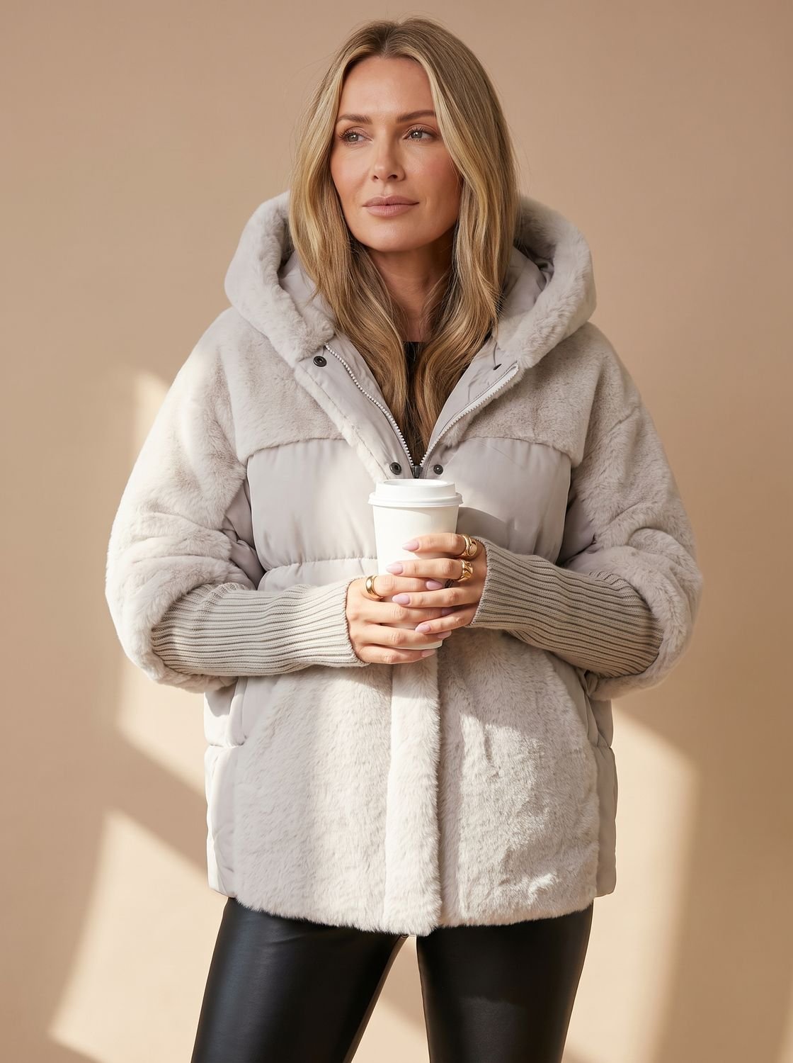 Layla | Women's Quilted Faux Fur Hooded Puffer Winter Jacket