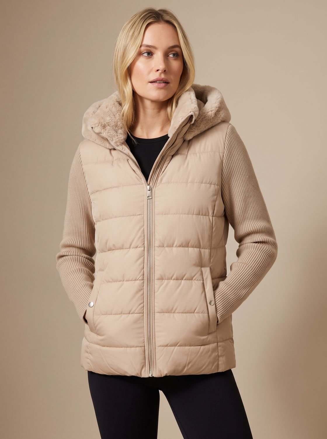 Layla | Women's Quilted Faux Fur Hooded Puffer Winter Jacket