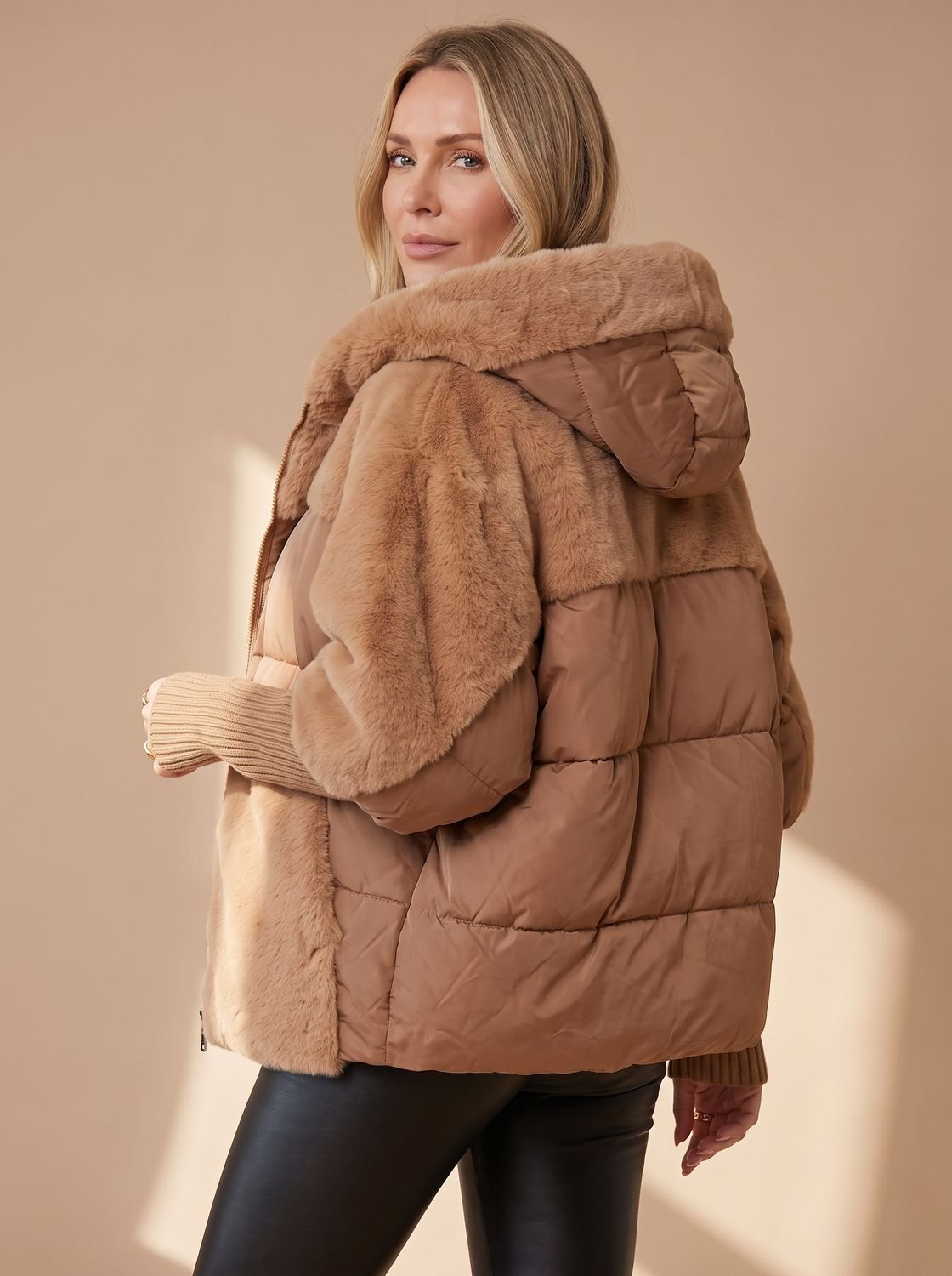 Layla | Women's Quilted Faux Fur Hooded Puffer Winter Jacket
