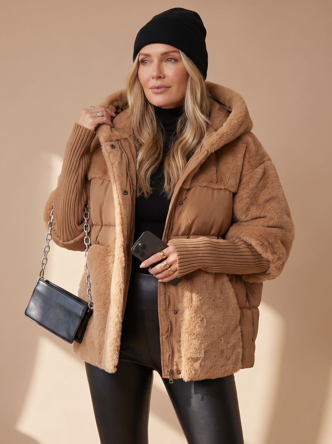 Layla | Women's Quilted Faux Fur Hooded Puffer Winter Jacket