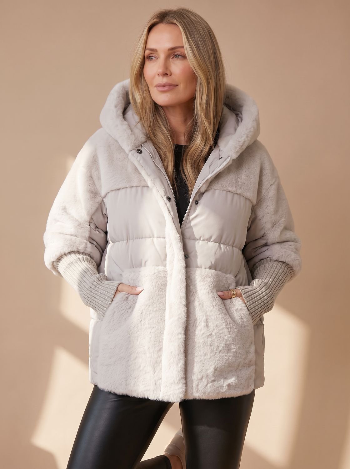 Layla | Women's Quilted Faux Fur Hooded Puffer Winter Jacket