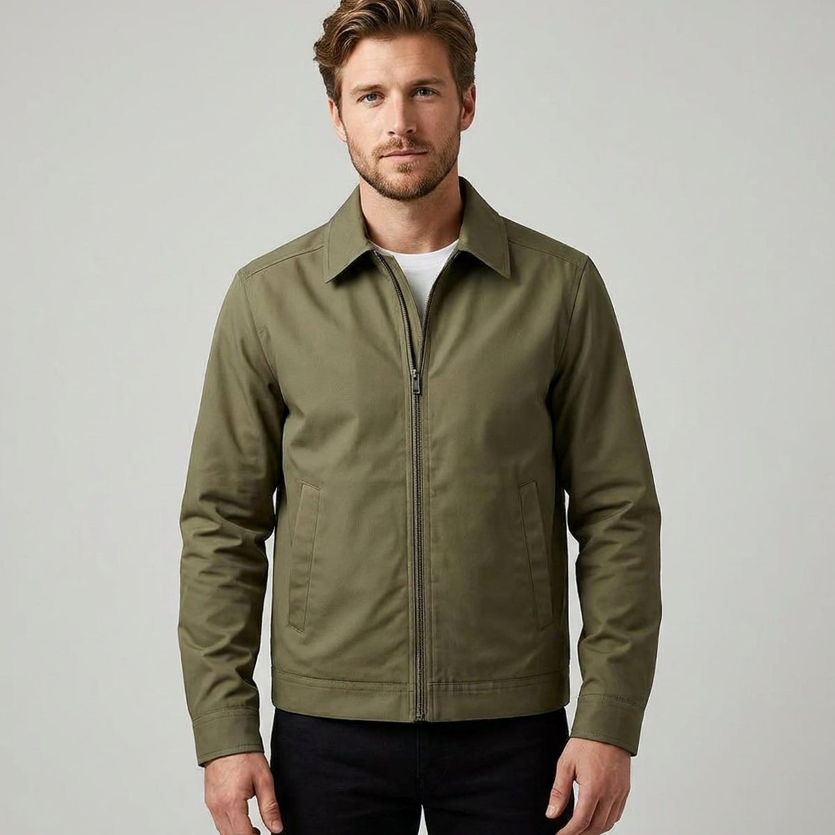 Lucas | Men's Smart-Casual Harrington Jacket Gingham-Lined Full-Zip