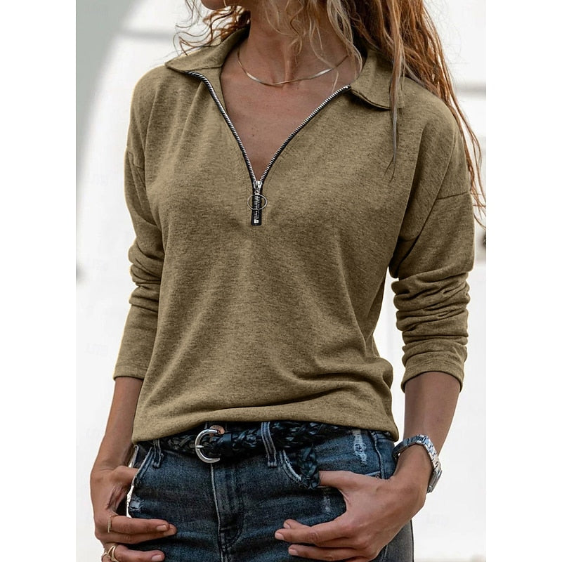 Luna | Women's Pullover with Half-Zip and Collar