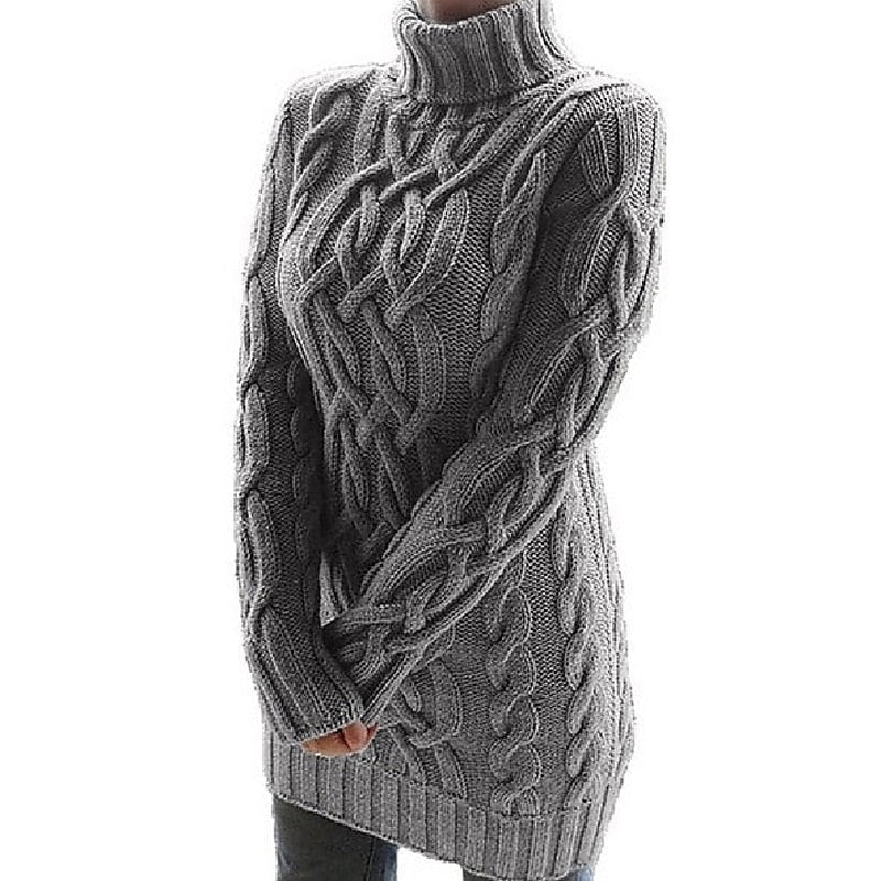 Margot | Women's Cable-Knit Turtleneck Sweater Dress