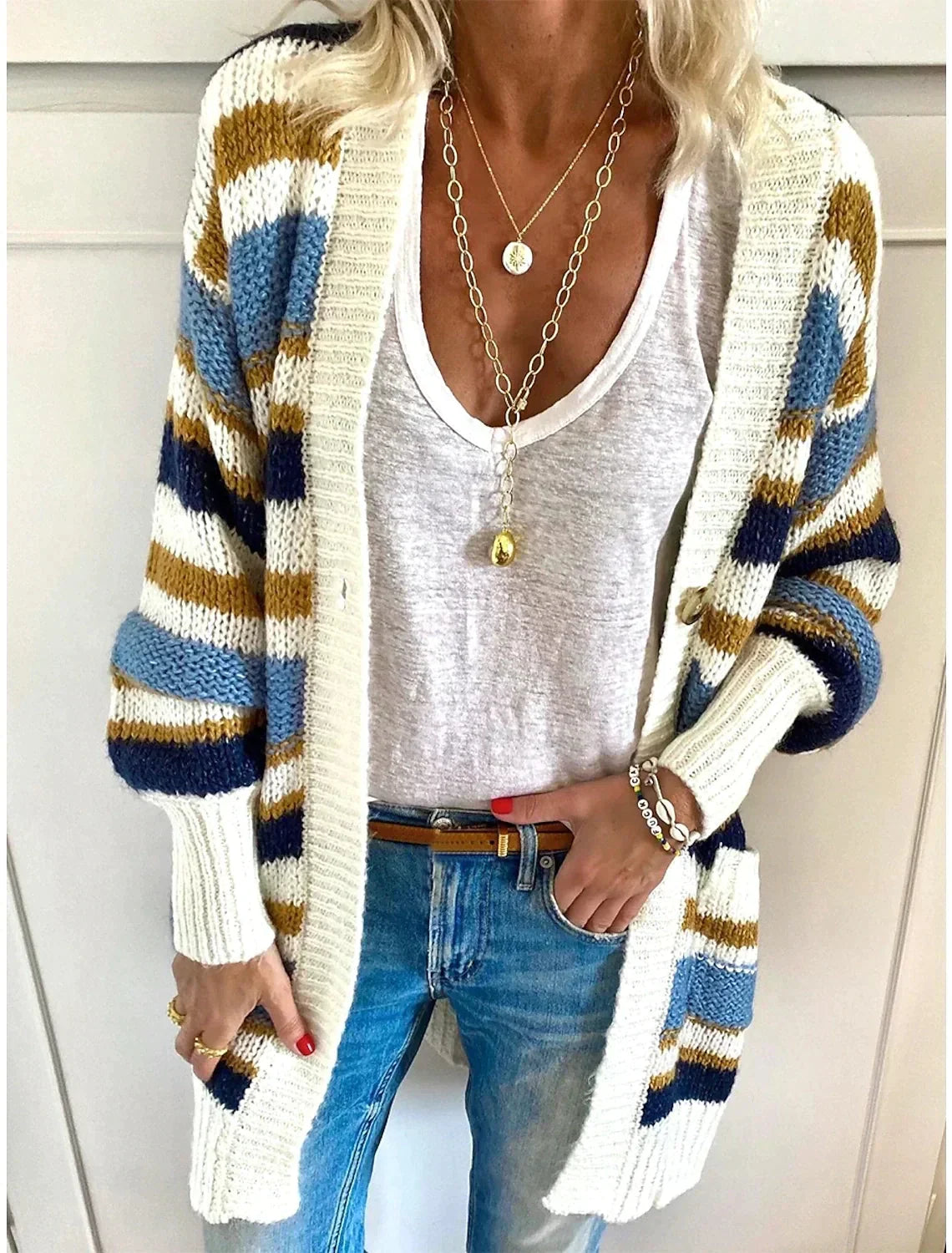 Margot | Women's Striped Open Front Cardigan