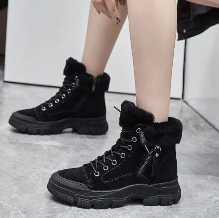 Marisol | Women's Fur Trim Lace-Up Platform Snow Boots