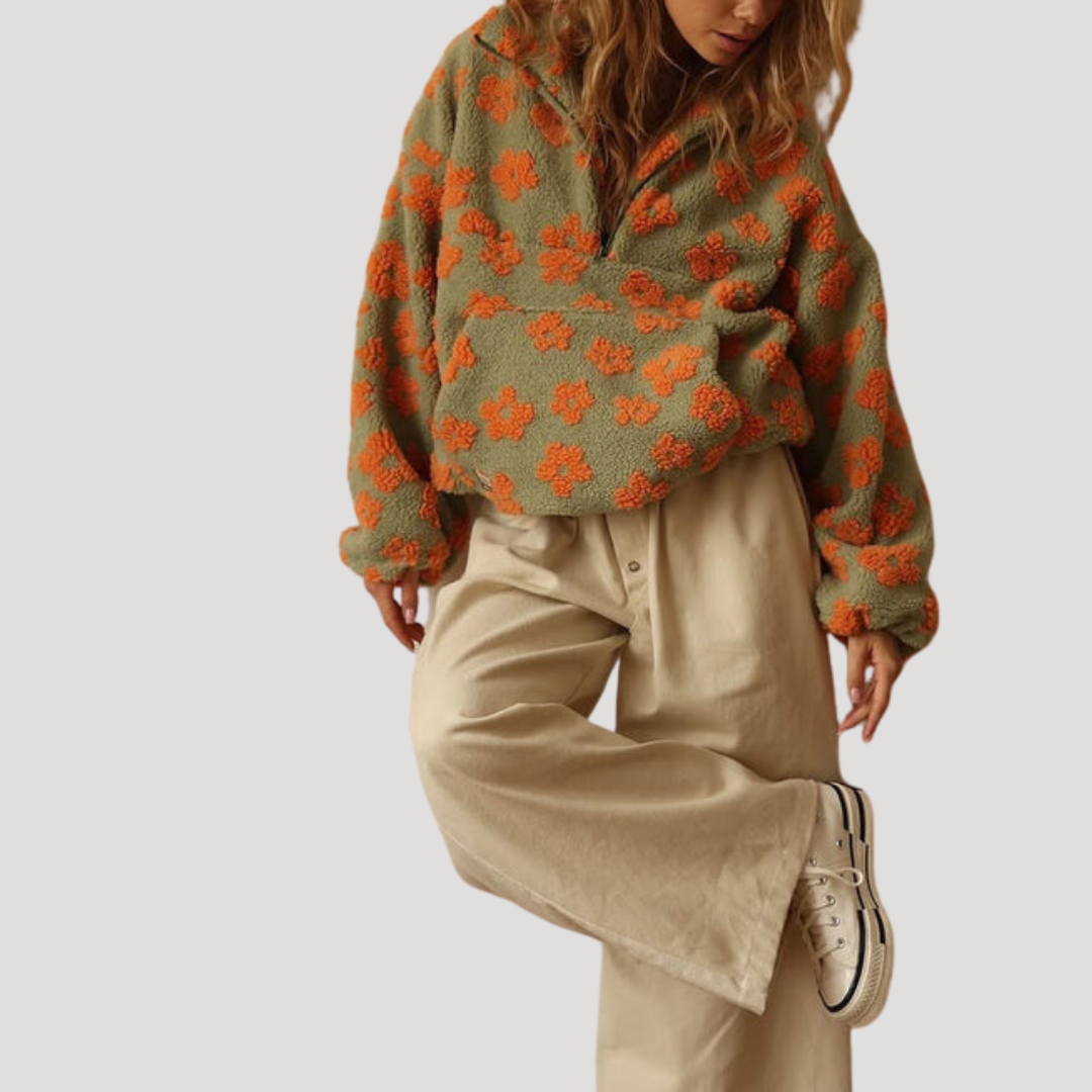 Marlowe | Women's Floral Half-Zip Sweater