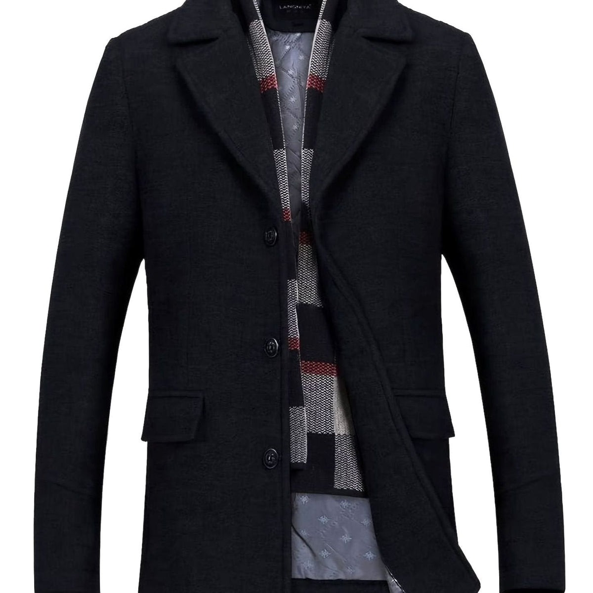 Matthew | Men's Single-Breasted Wool Overcoat Tailored Lapel Scarf