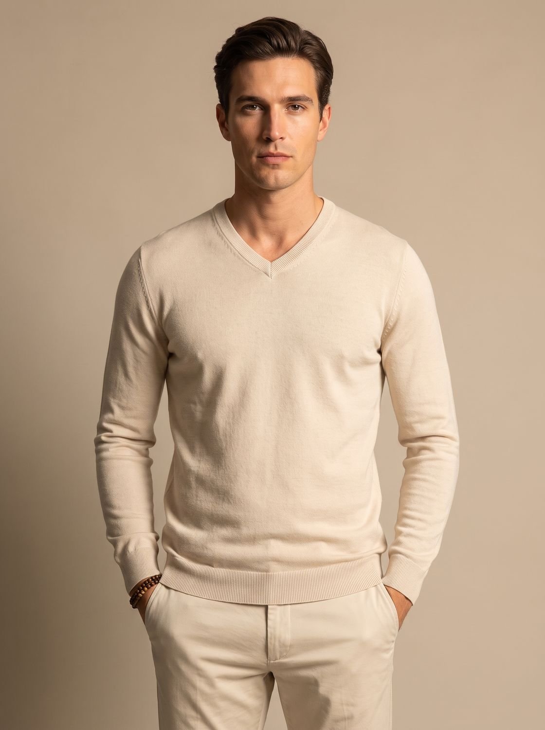 Matthew | Men's Slim-Fit V-Neck Fine-Knit Stretch Pullover Sweater