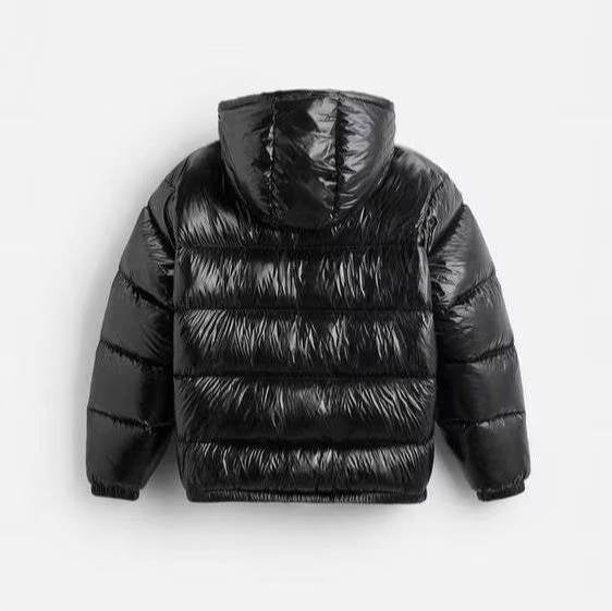 Men's Glossy Quilted Puffer Jacket | Hooded Winter