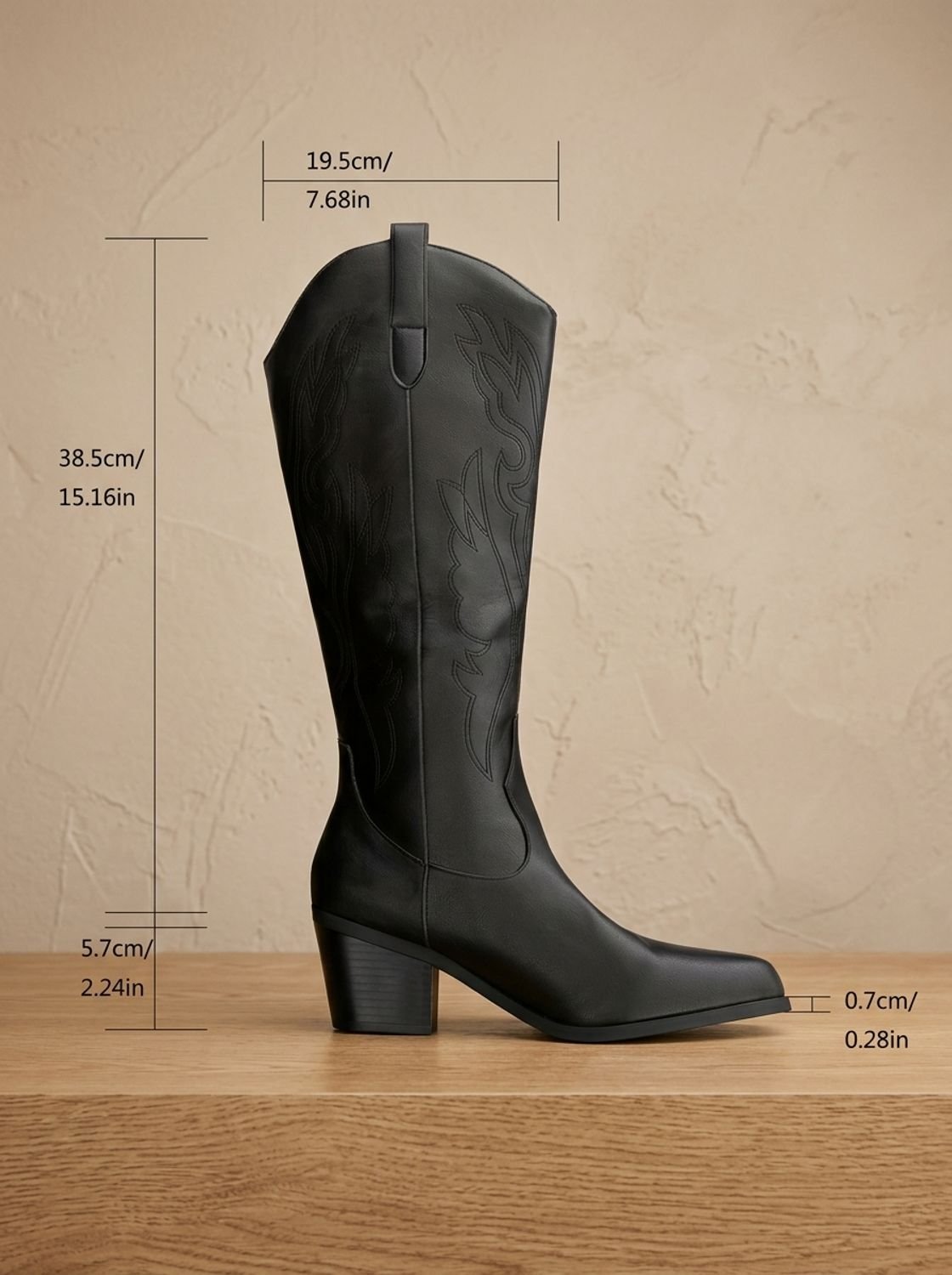 Mia | Women's Wide-Calf Knee-High Embroidered Western Cowboy Boots