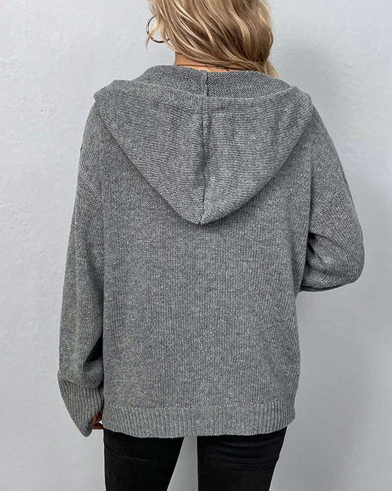 Nadine | Women's Button Front Hooded Knit Cardigan