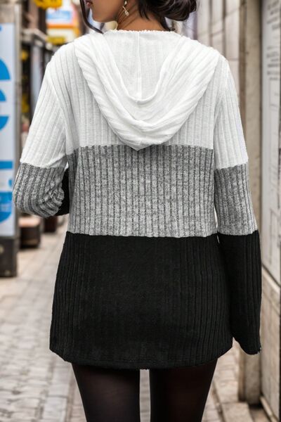 Nadine | Women's Colorblock Hooded Quarter Zip Sweater