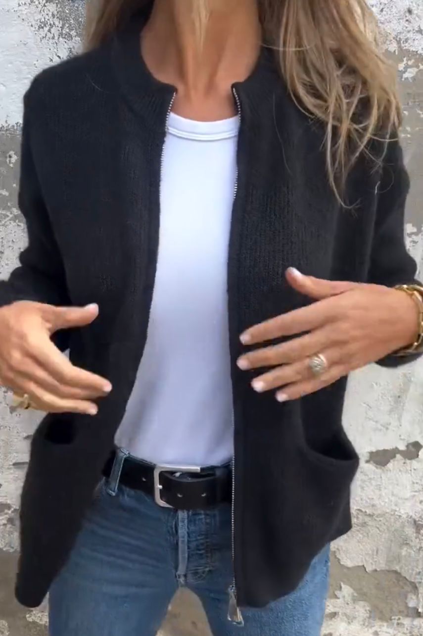 Naomi | Women's Zip Up Ribbed Knit Cardigan