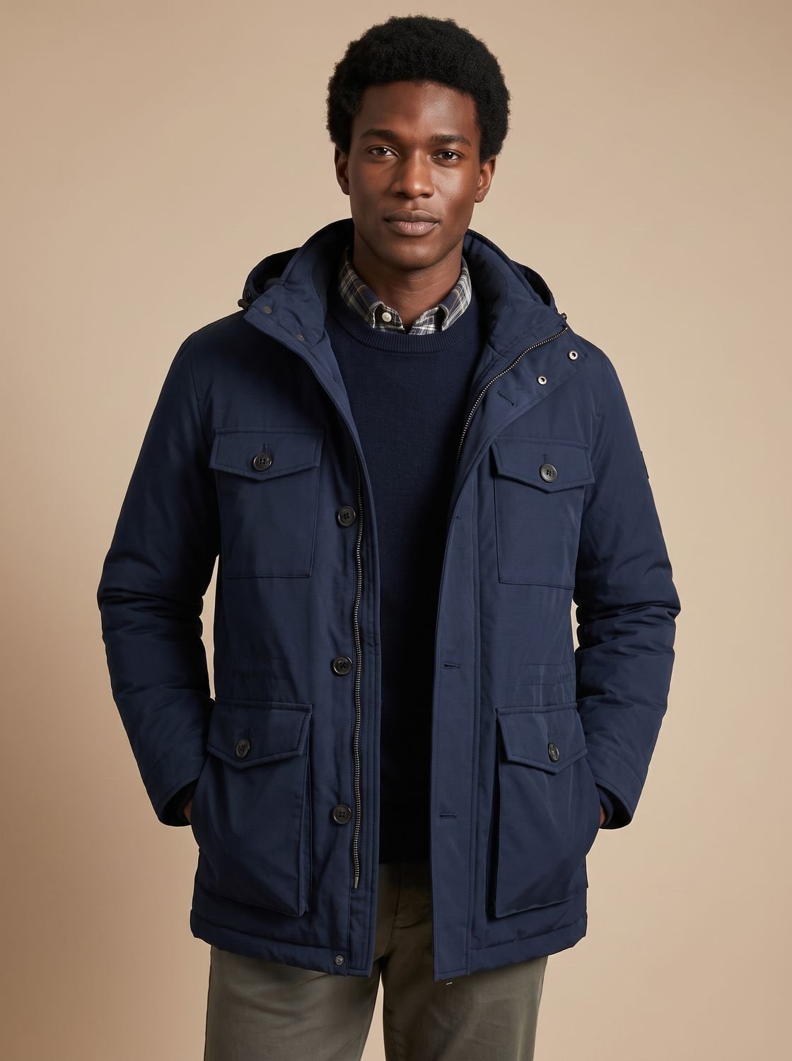 Nathan | Men's Hooded Multi-Pocket Insulated Military Parka Jacket