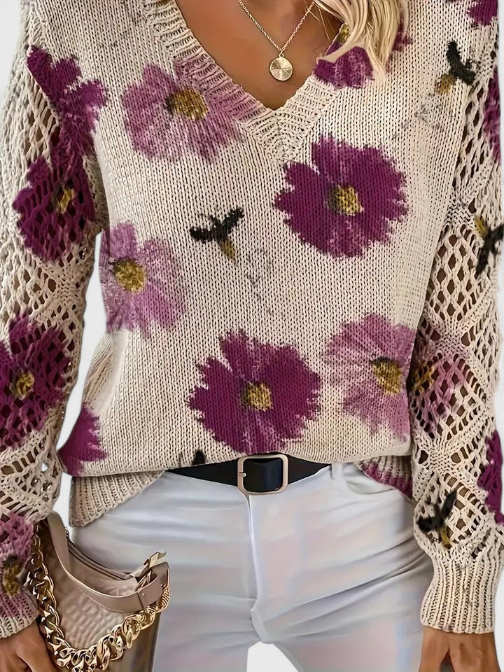 Odette | Women's Floral V-Neck Sweater