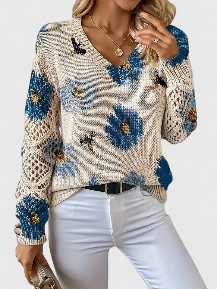 Odette | Women's Floral V-Neck Sweater