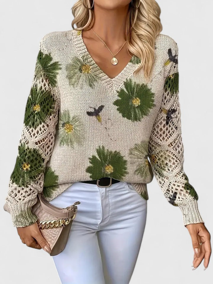 Odette | Women's Floral V-Neck Sweater