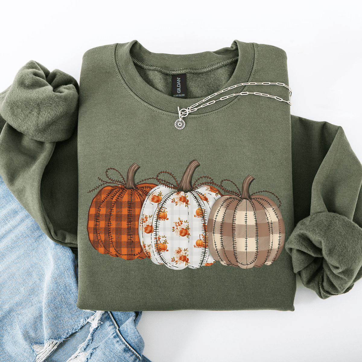 Patterned Pumpkins Halloween Sweatshirt