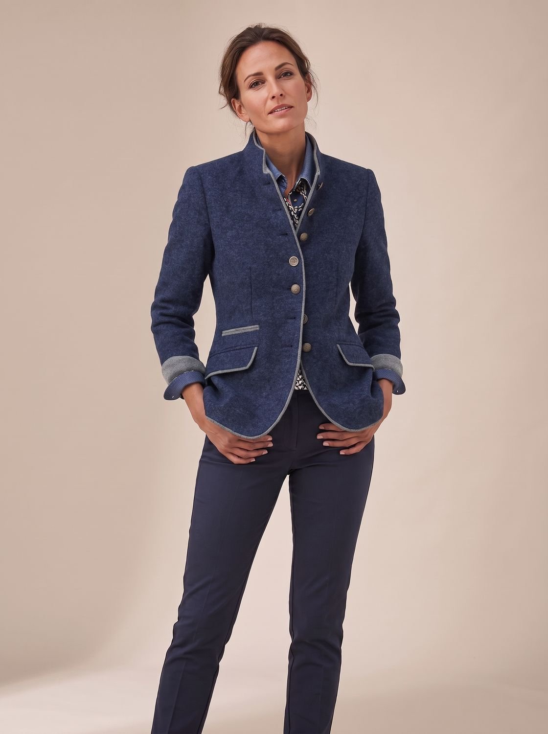 Penelope | Women's Elegant Stand-Collar Button-Front Blazer Cardigan