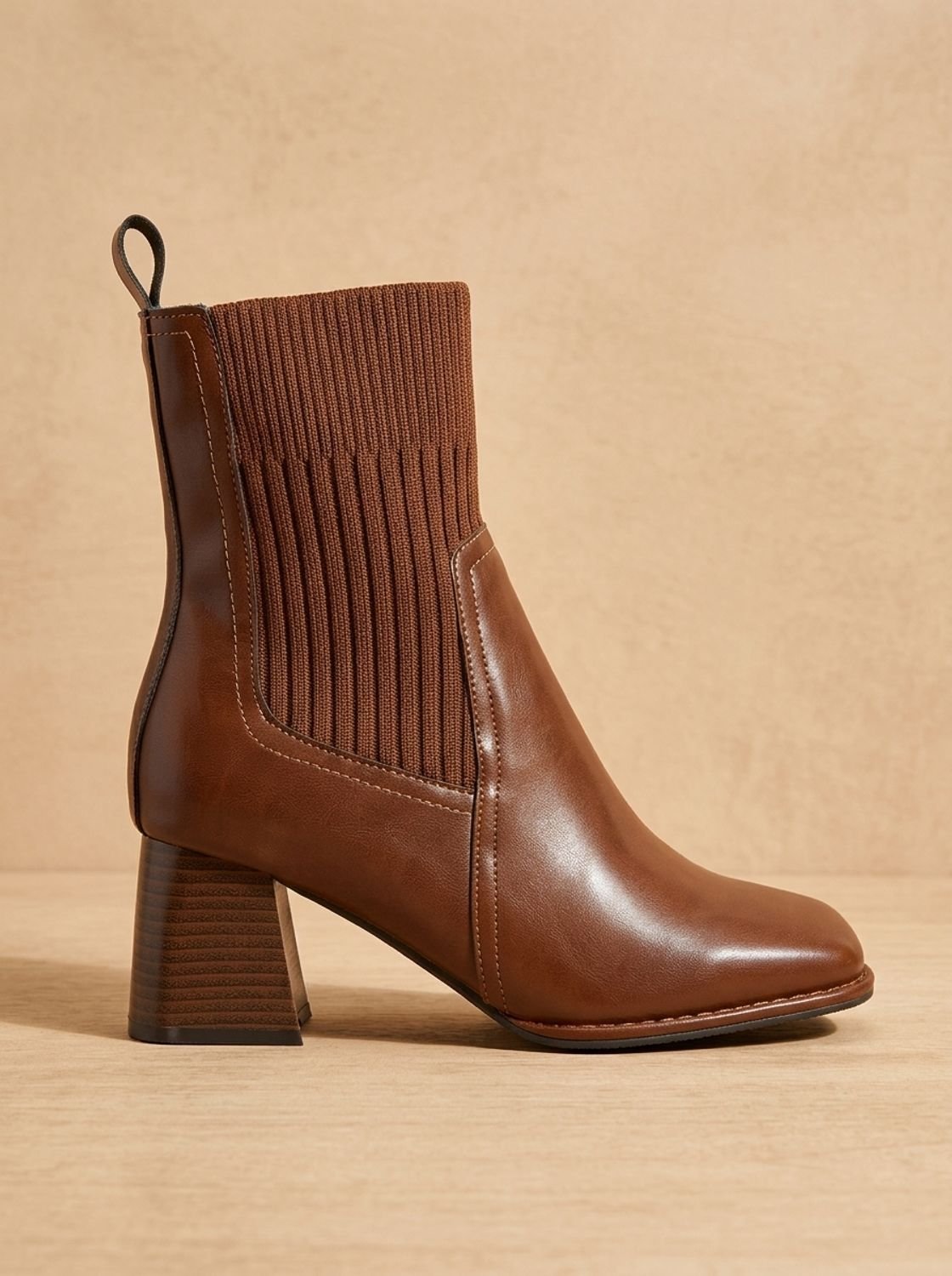 Penelope | Women's Knit-Shaft Block-Heel Slip-On Ankle Boots