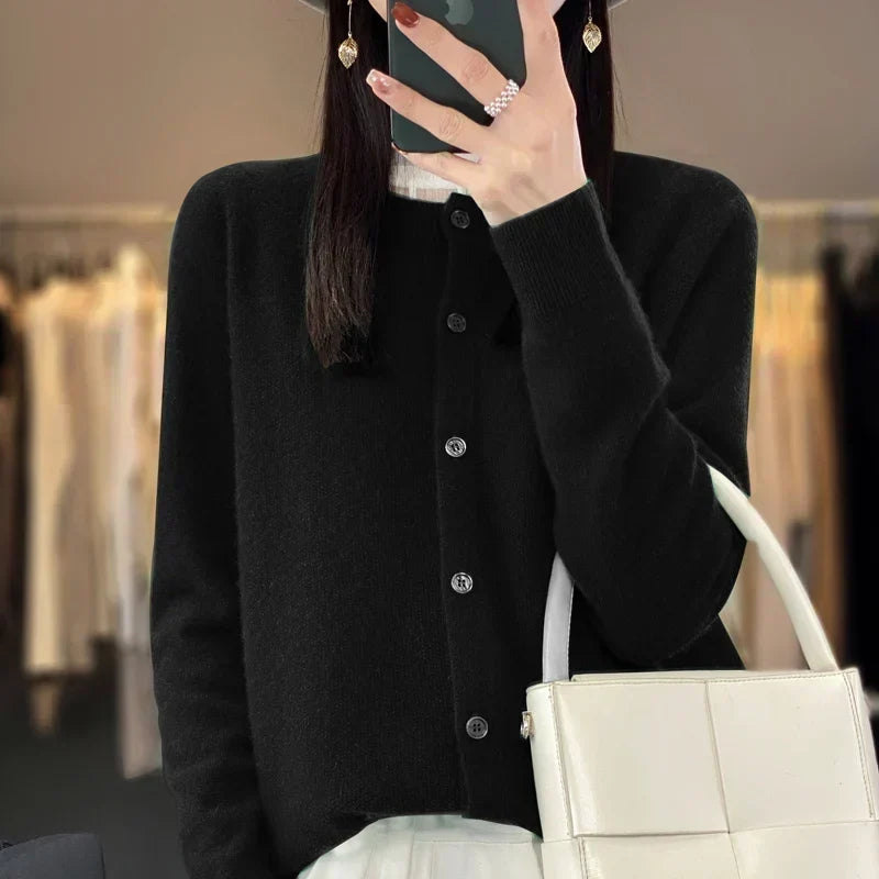 Petra | Women's Button Front Round Neck Cardigan