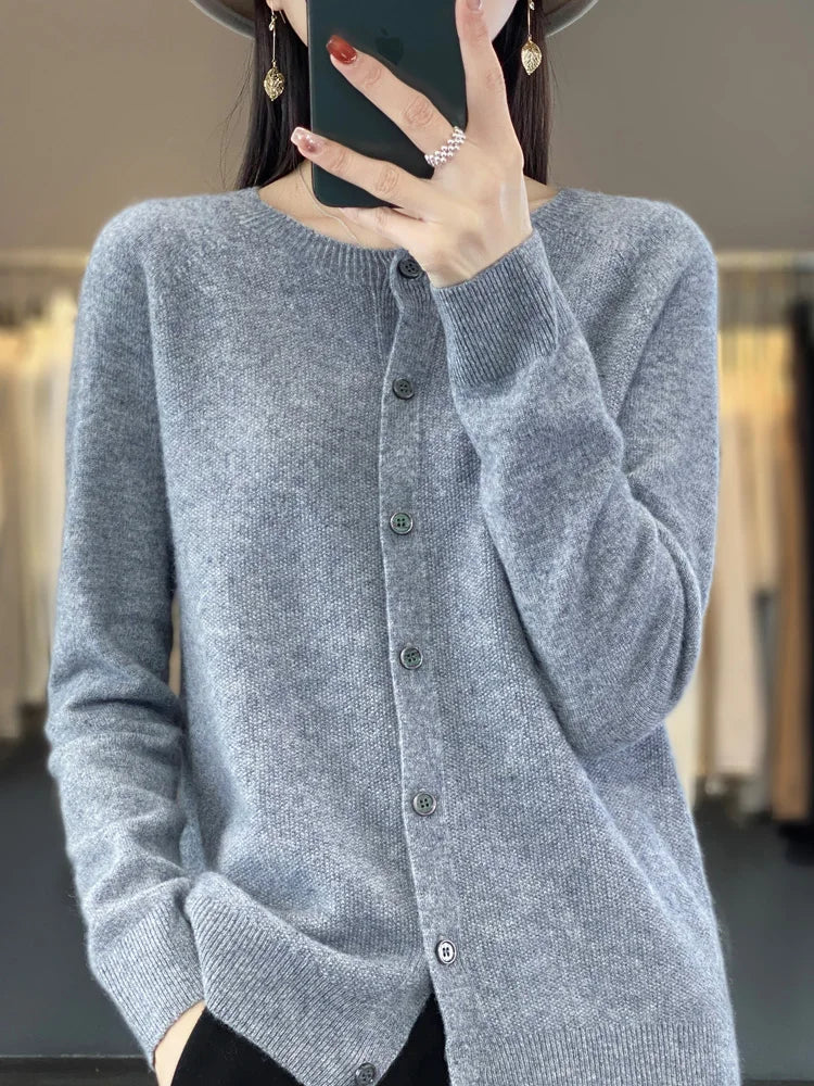 Petra | Women's Button Front Round Neck Cardigan