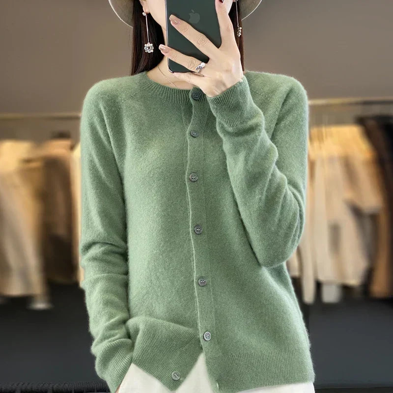 Petra | Women's Button Front Round Neck Cardigan