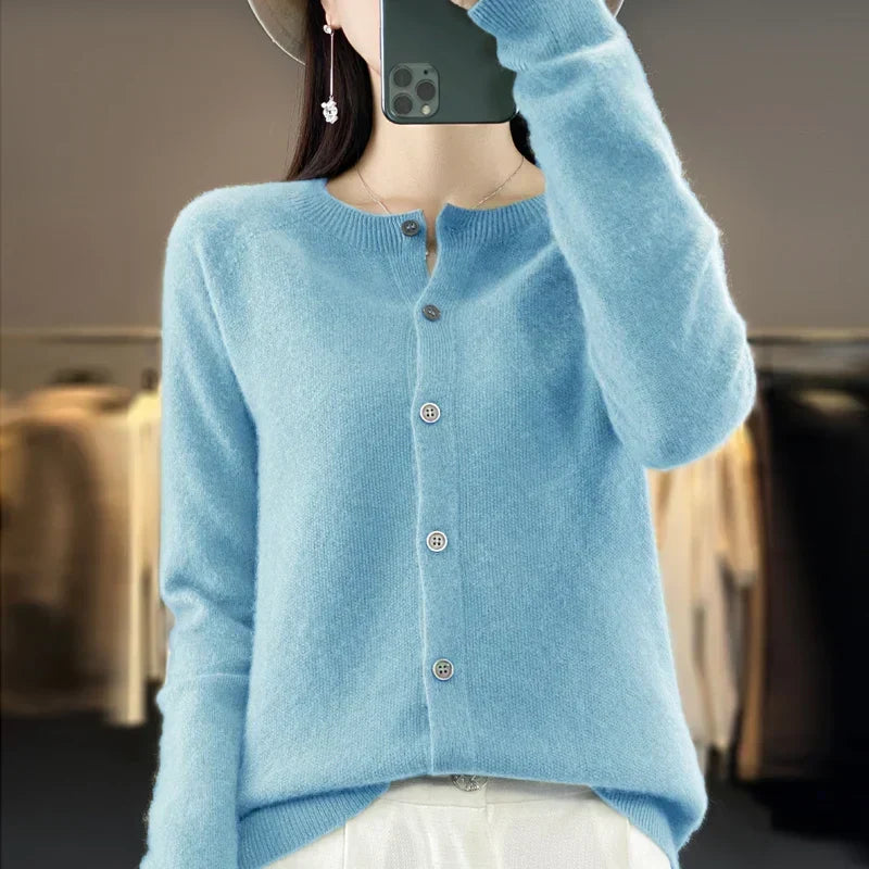 Petra | Women's Button Front Round Neck Cardigan