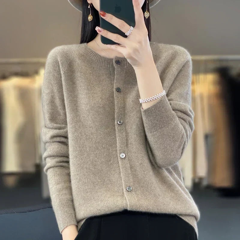 Petra | Women's Button Front Round Neck Cardigan