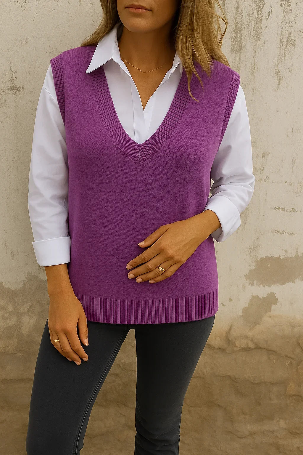 Priscilla | Women's V-Neck Sleeveless Knit Sweater Vest