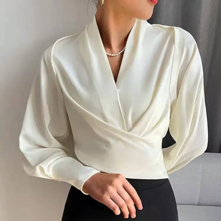 Riley | Women's Blouse with Wrap Front and Cuffs