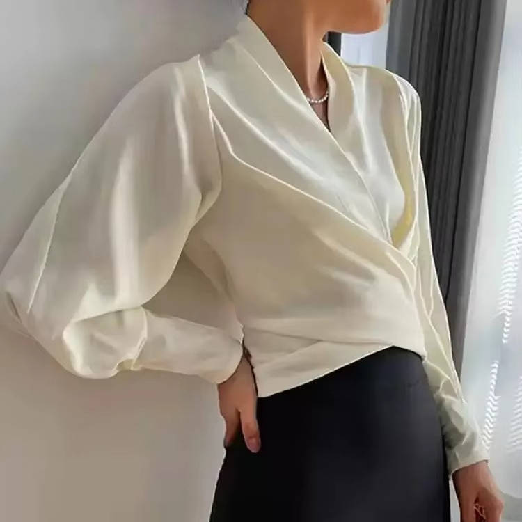 Riley | Women's Blouse with Wrap Front and Cuffs