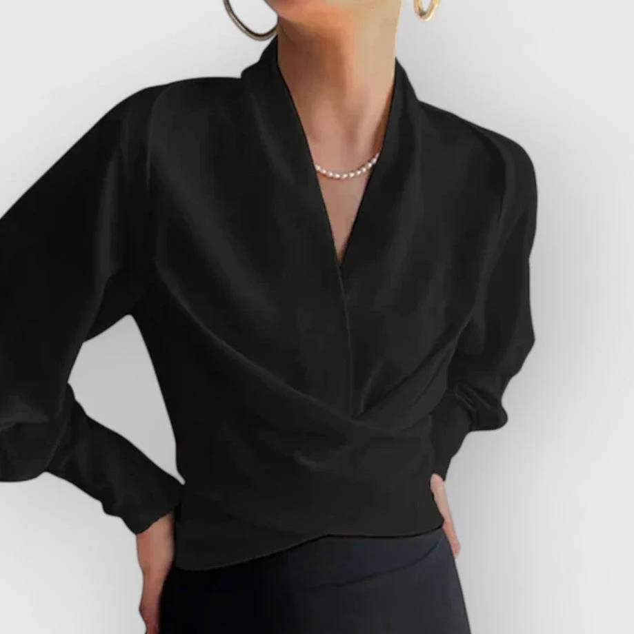 Riley | Women's Blouse with Wrap Front and Cuffs