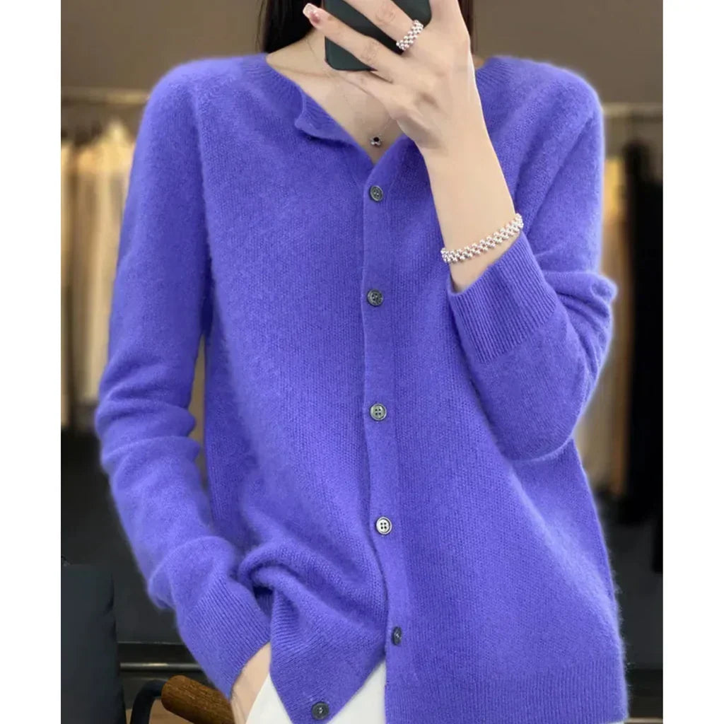 Rosalind | Women's Button Down Crew Neck Knit Cardigan